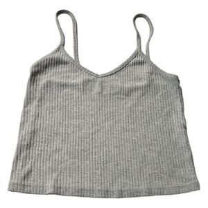 Topshop Ribbed Spaghetti Strap Cropped Top Gray Size 4